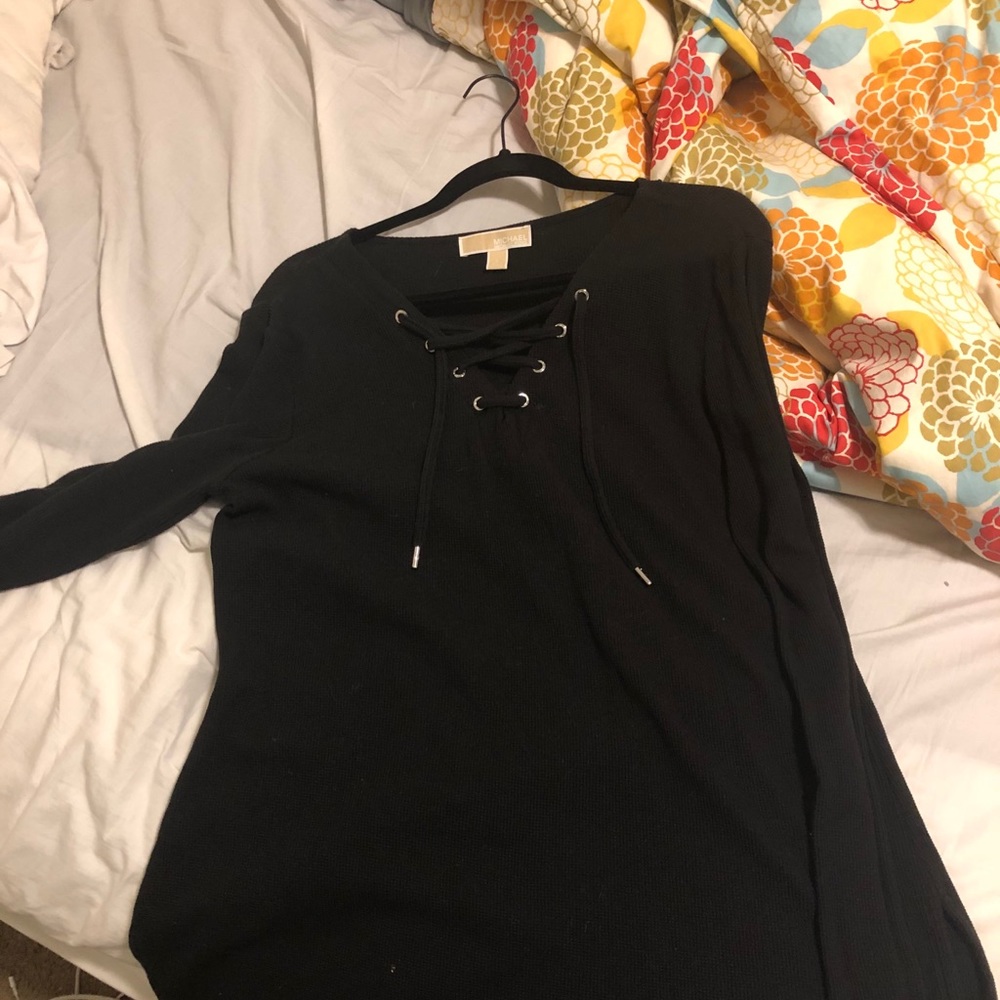 Crisscross long sleeve tee. From Micheal Kors